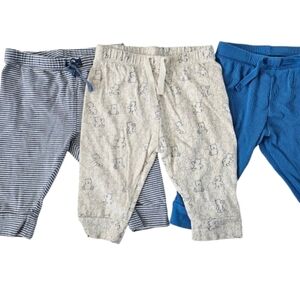 GAP Bundle Of 3 - 3-6mo Pants - Stripes, Teddy Bears, Ribbed - Gender Neutral